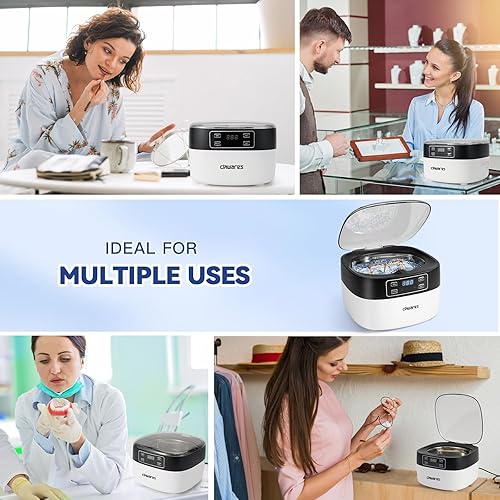 Miniatura 7 de CHWARES Limpiador ultrasónico de retención de joyas para el hogar, limpiador ultrasónico de 40 kHZ con Degas para monedas, anteojos, reloj y CD,