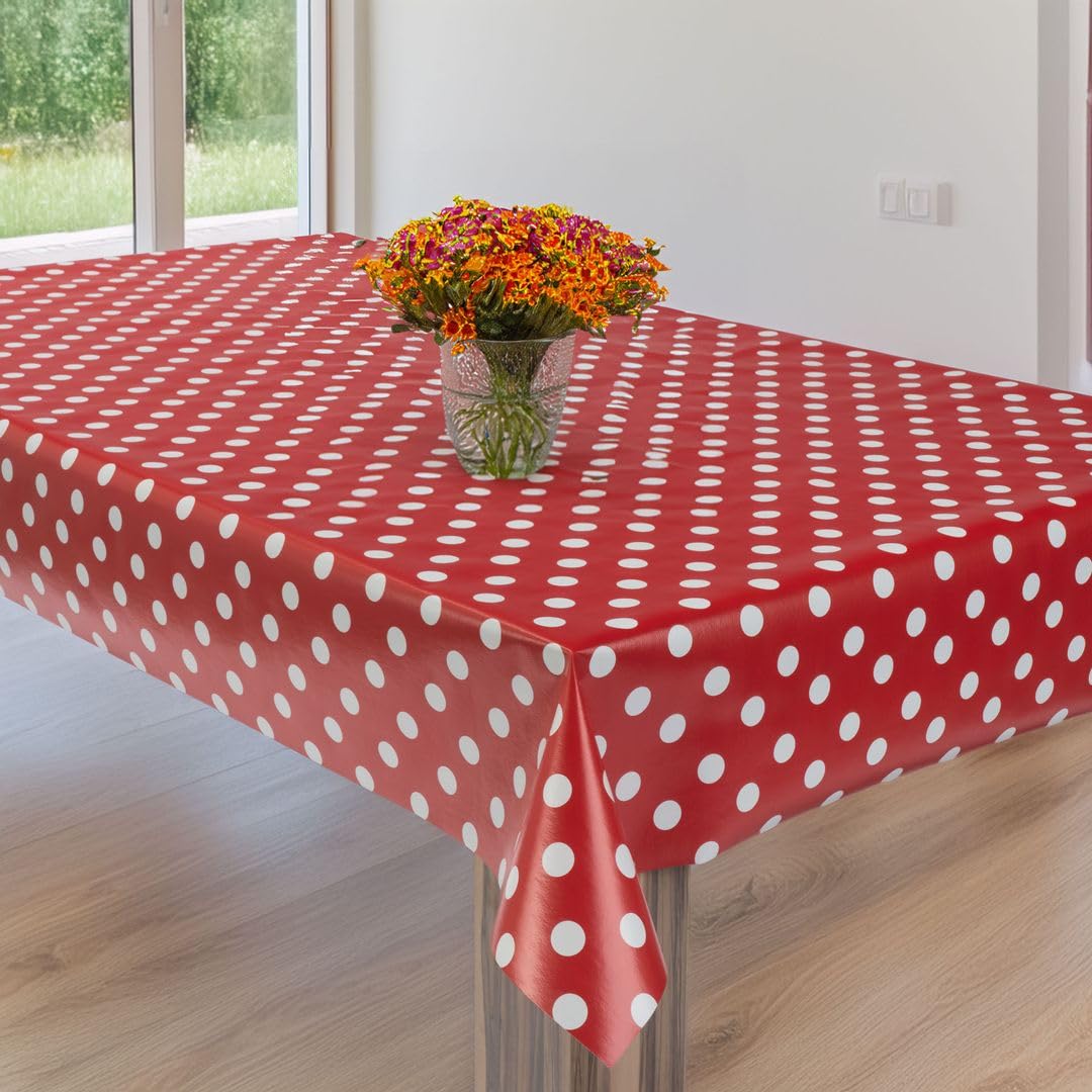 laro Wachstuchtischdecke Punkte Mix Eckig PVC - Abwischbare Tischdecke als Meterware, Wasserabweisende Tischdecke für Küche, Balkon & Garten