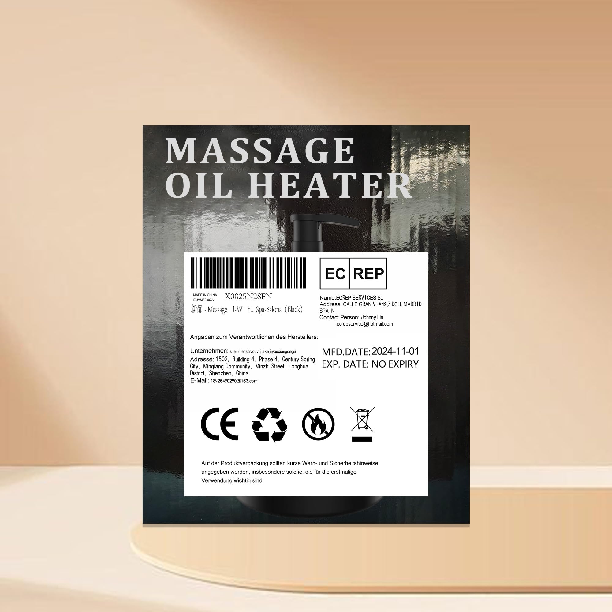 Calentador de aceite de masaje profesional, calentador ajustable, apto para cremas, geles de ducha, aceites esenciales y otros productos en salones de spa y uso doméstico
