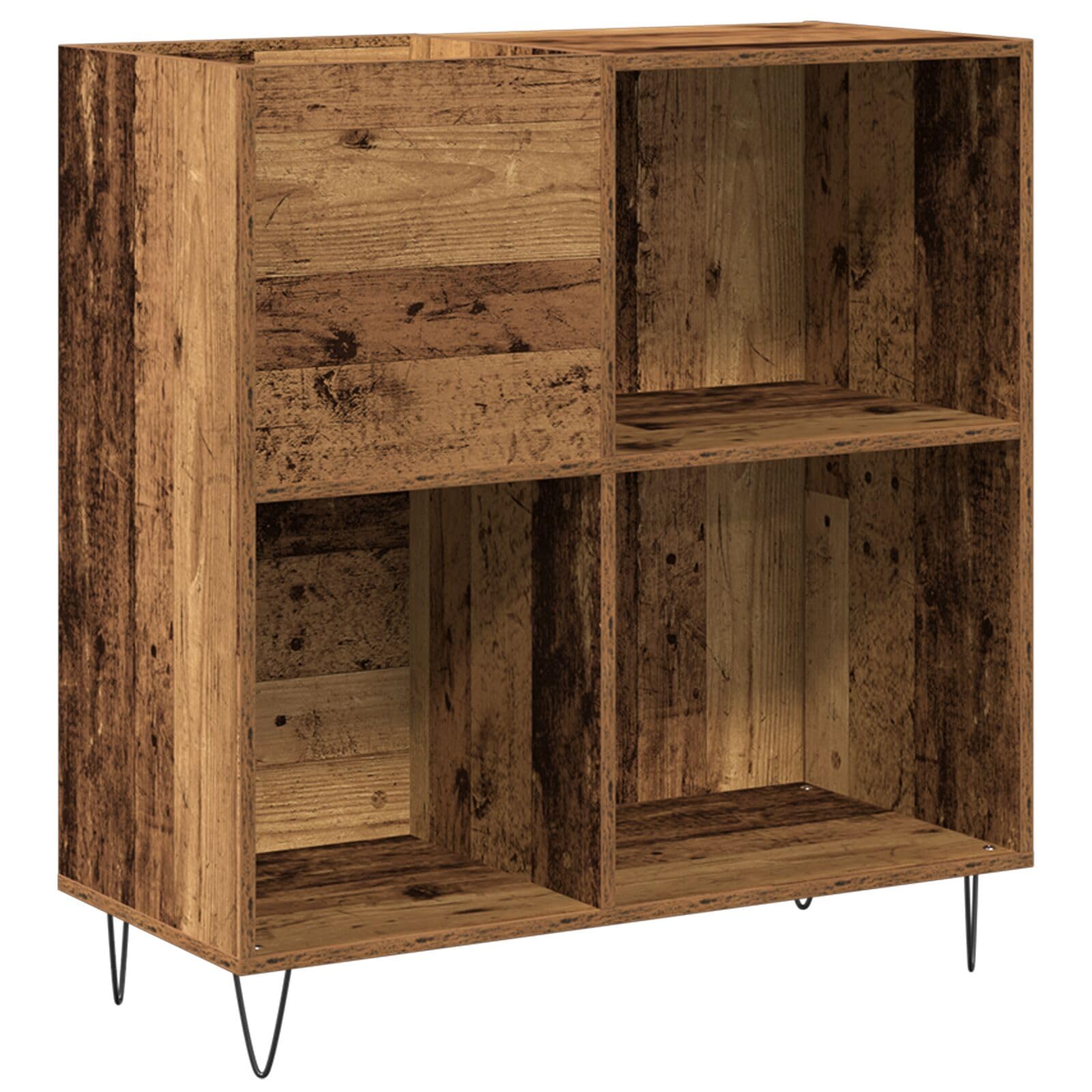 Brokky 862912 Mobile per media Rovere Artigianale 84.5x38x90 cm Legno ingegnerizzato Giradischi Vinili Stand Tavolino con Archiviazione Record in Vinile,Espositore per Dischi,Gabinetto del Supporto da