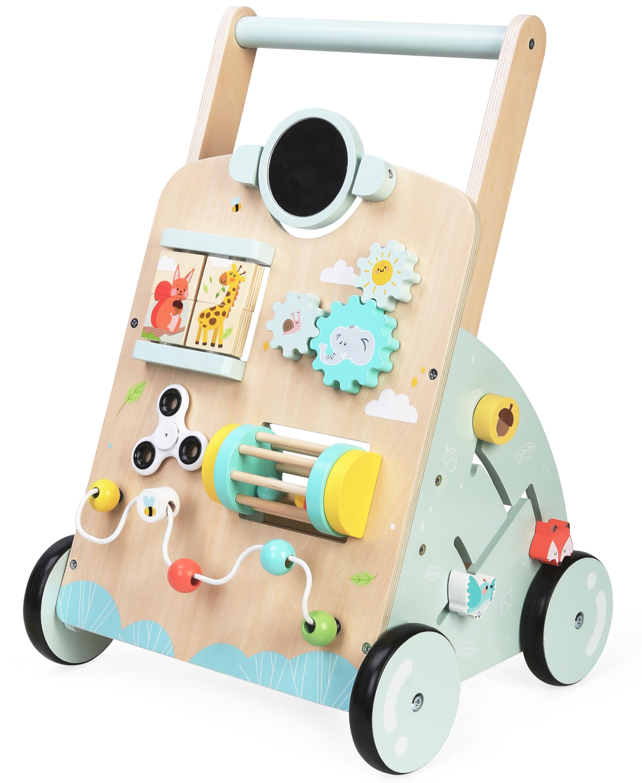 Bayer Chic 2000 Lauflernwagen Holz | Activity-Walker mit Motorikspielzeug | Stabiler Holz-Lauflernwagen mit bunten Motorikspielen, Xylophon & Formensortierer. Activity-Walker für erste Schritte.
