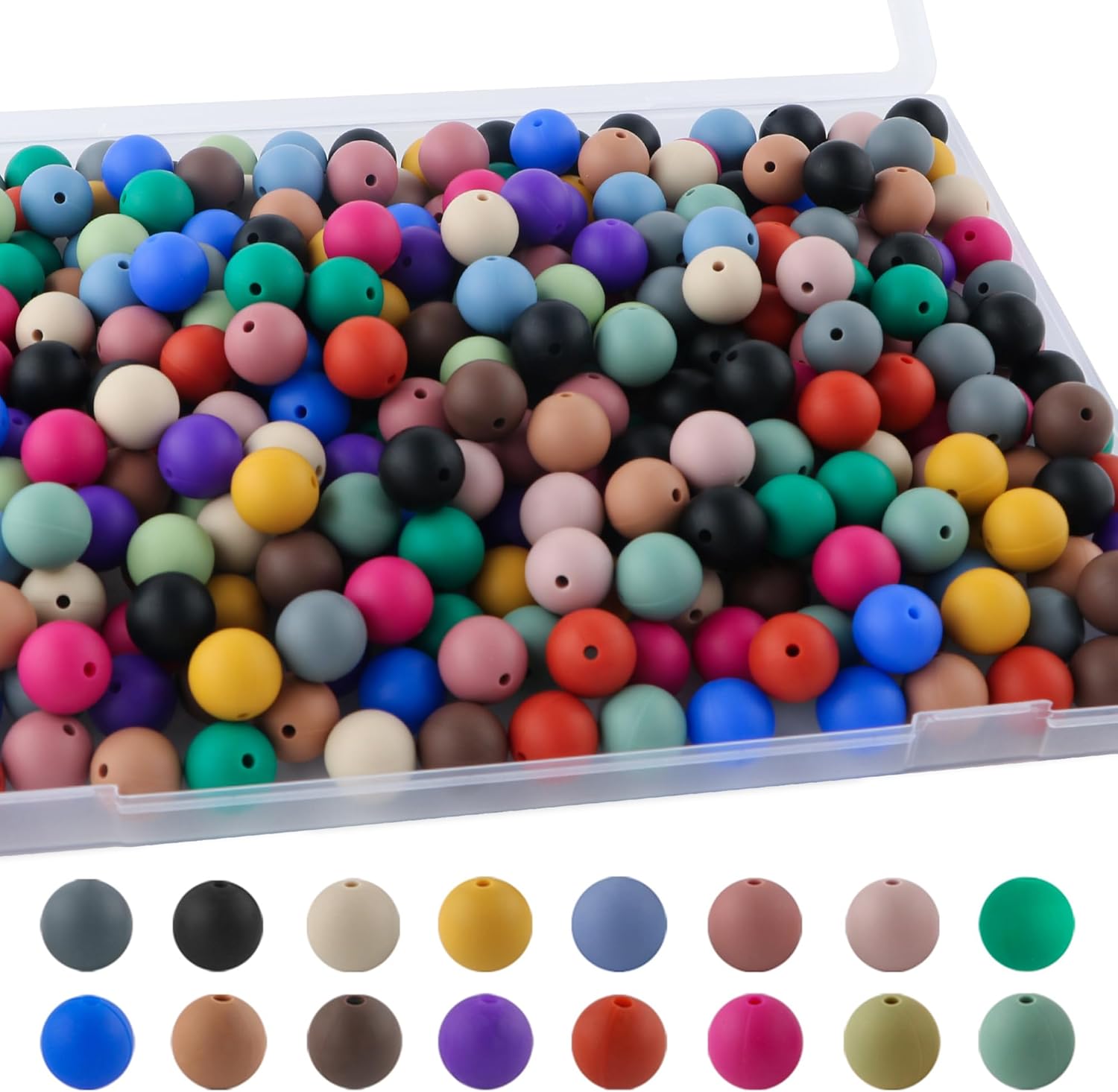 Sunrony 170Pcs 15mm Silicone Beads, Silicone Beads for