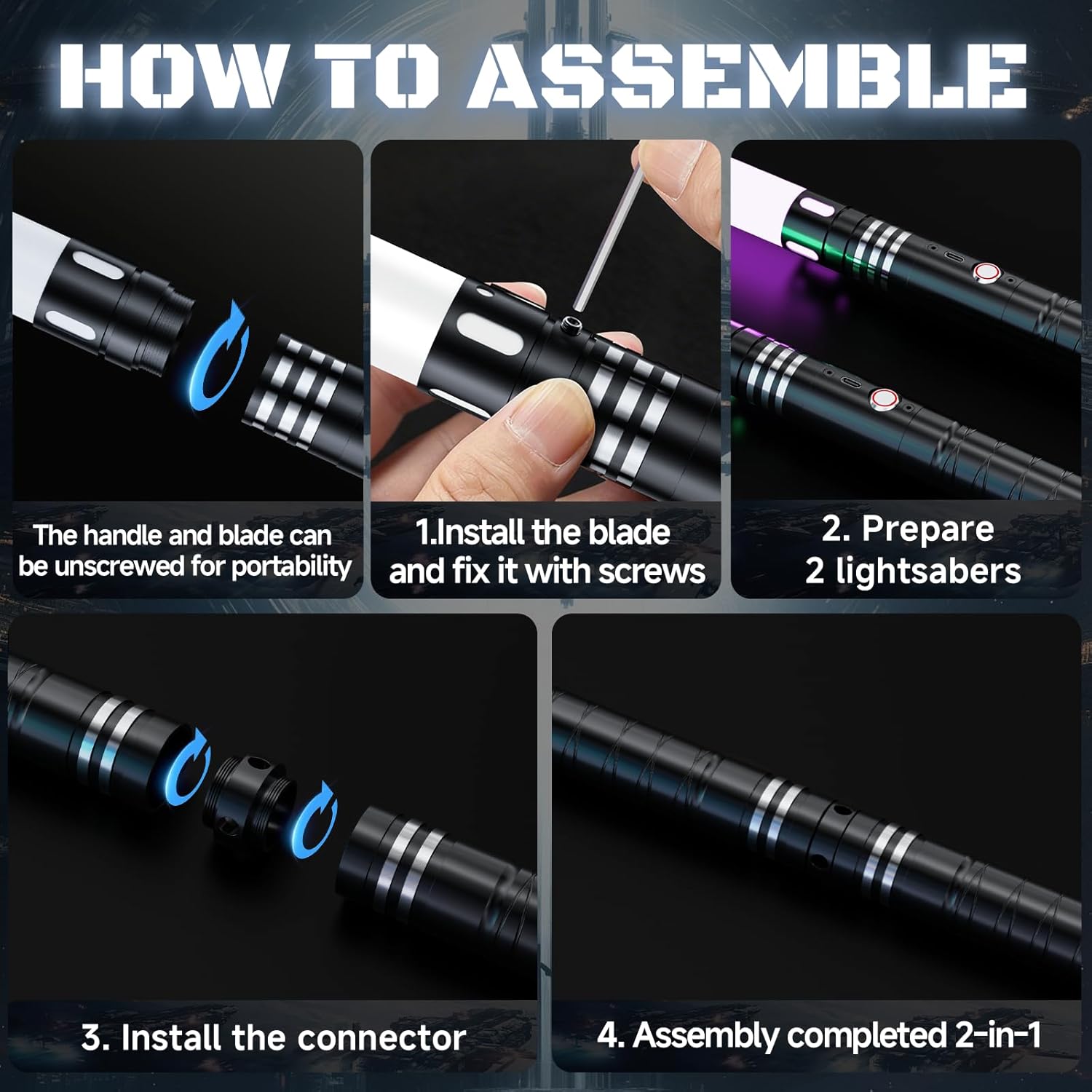 Lightsabers, Dueling Light Saber with 24 Colors 3 Modes, 2 in 1 Double Lightsaber with Connector, Real FX Light Sword Toy for Teens and Adults, Halloween Xmas Cosplay Birthday Gift, 40in, 2PCS