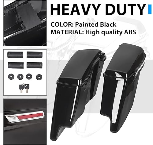 Vista 5 de ECOTRIC - Alforjas rígidas extendidas de 5 pulgadas para maletero, compatibles con todos los modelos Harley Davidson Road King Glide Softail Touring