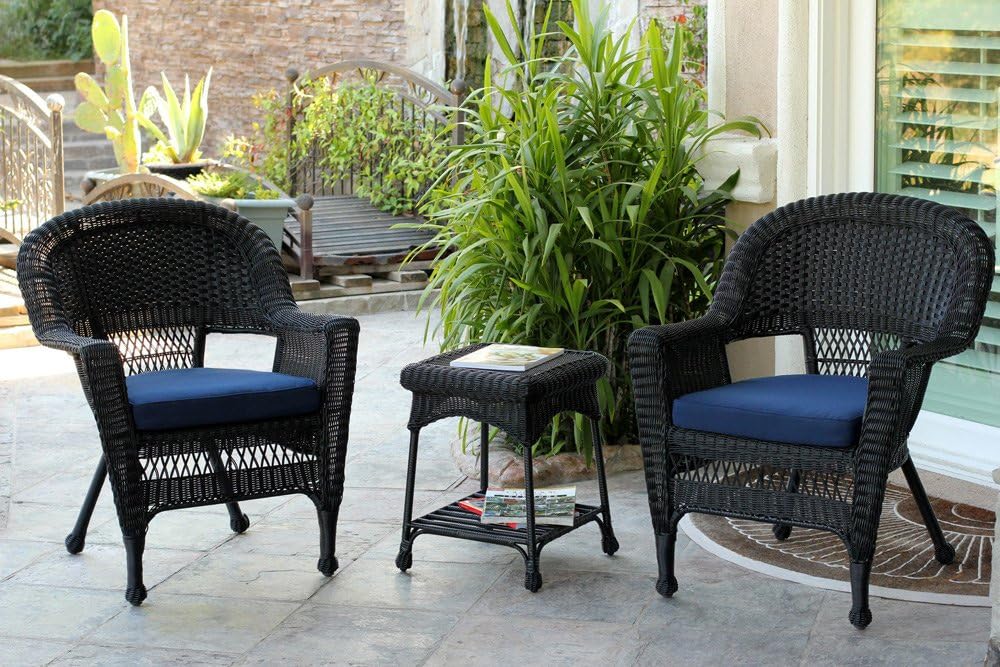 Jeco Piece Wicker Chair and End Table Set Blue South Korea Ubuy
