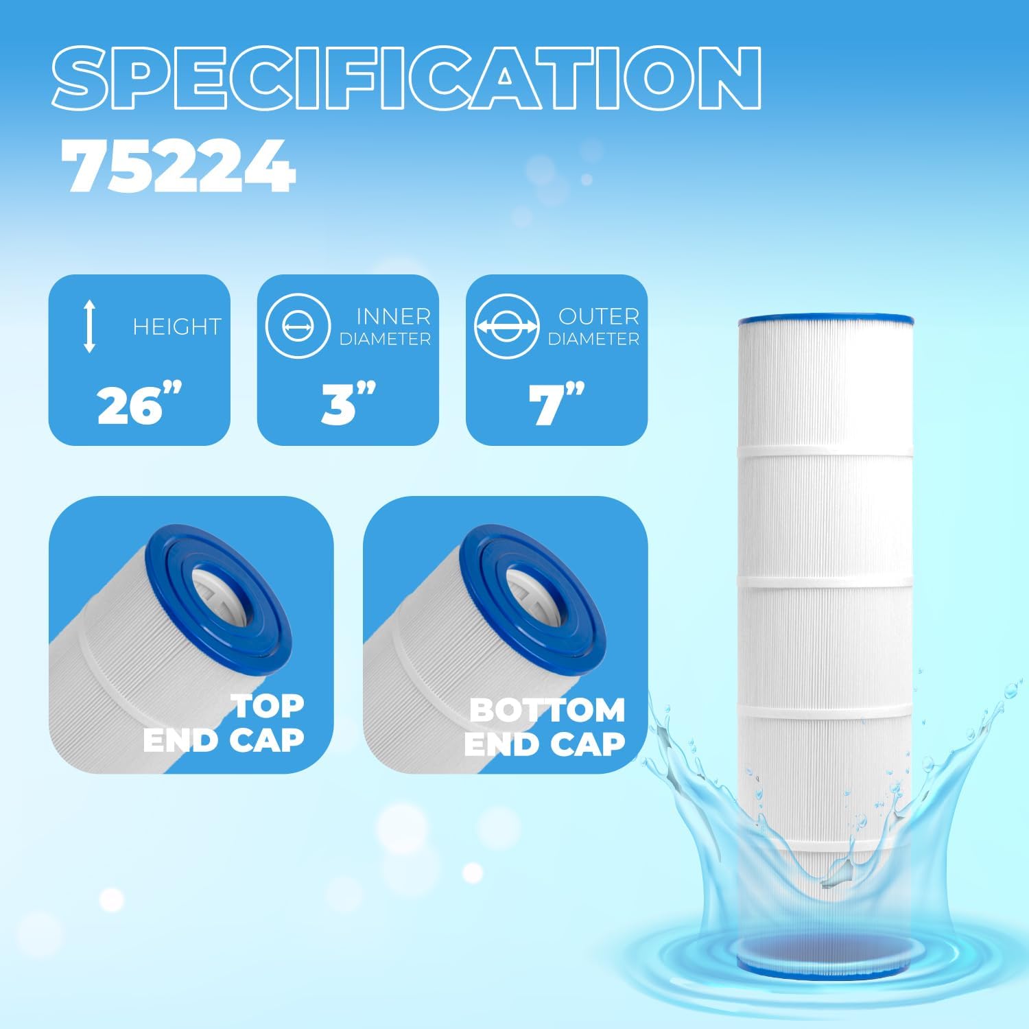 XtremepowerUS 4-Pack Replacement Swimming Pool Cartridge Filter 105 SQ. FT. for PLF105A, Ultral-A6, C-7471, CCP420, 178584, 817-0106, R173576, FC-1977