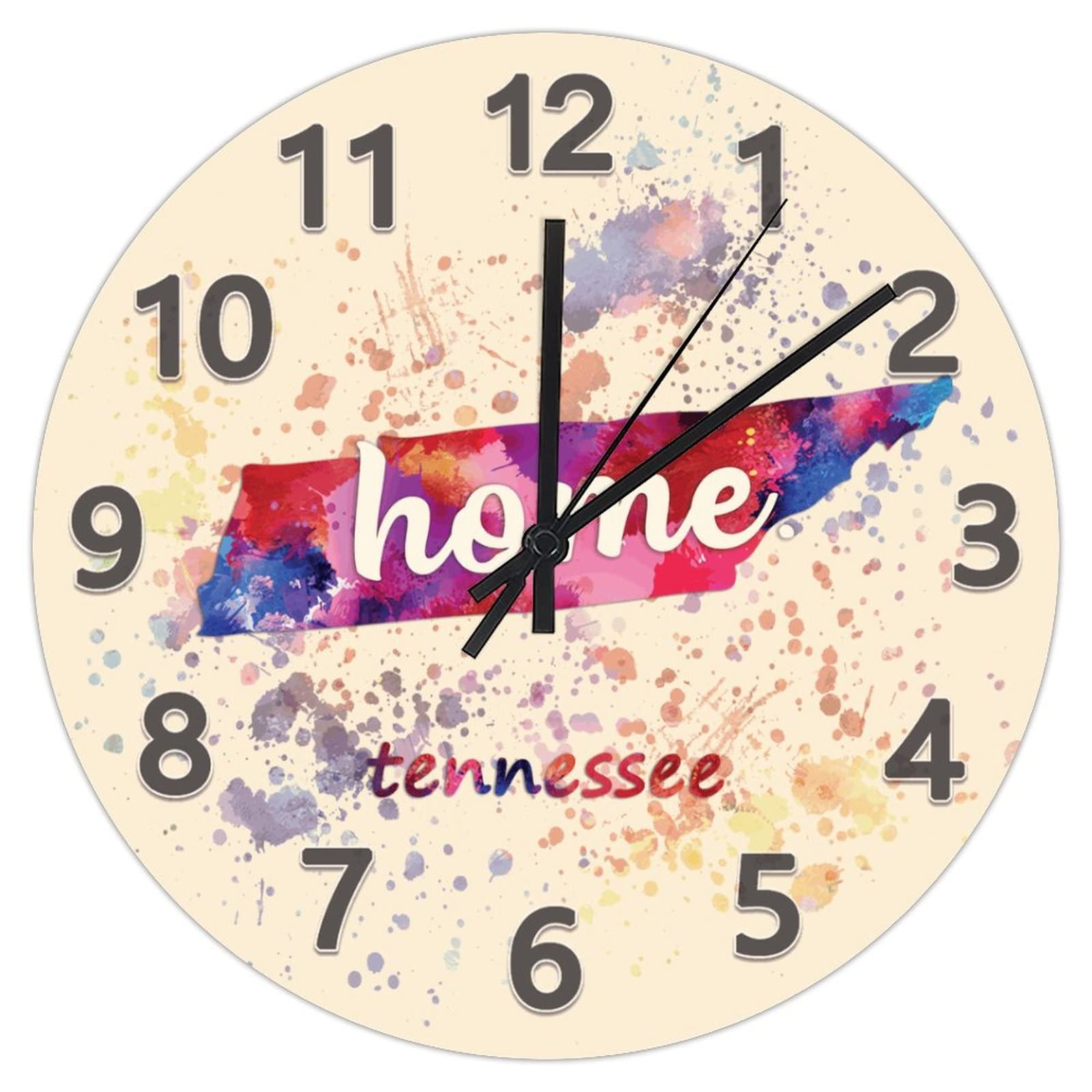 Horloge murale ronde sans bruit pour chambre à coucher Tennessee en PVC
