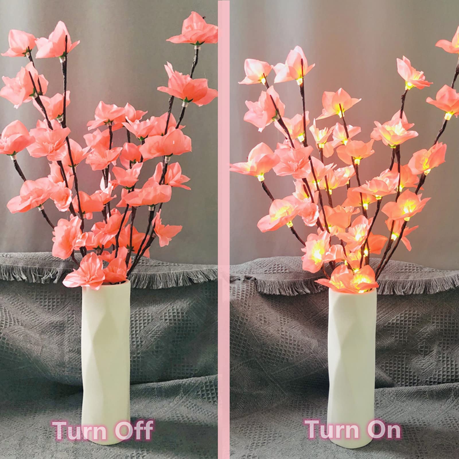 Riaxuebiy Artificial Daffodil Flower Branches Lights, 2 Pack Narcissus Twig Lamp Battery Powered for Flower Art Vase Decoration - Image 4
