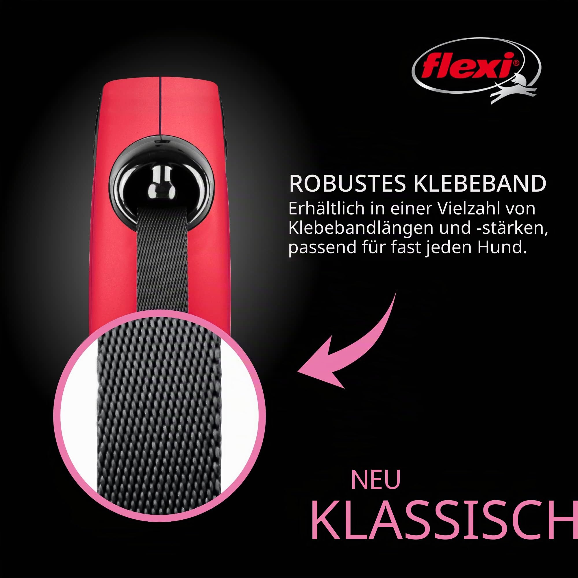 Flexi CL10T5.250.R Hundeleine, einziehbar, klassisches Design, 4,88 m, klein, Rot