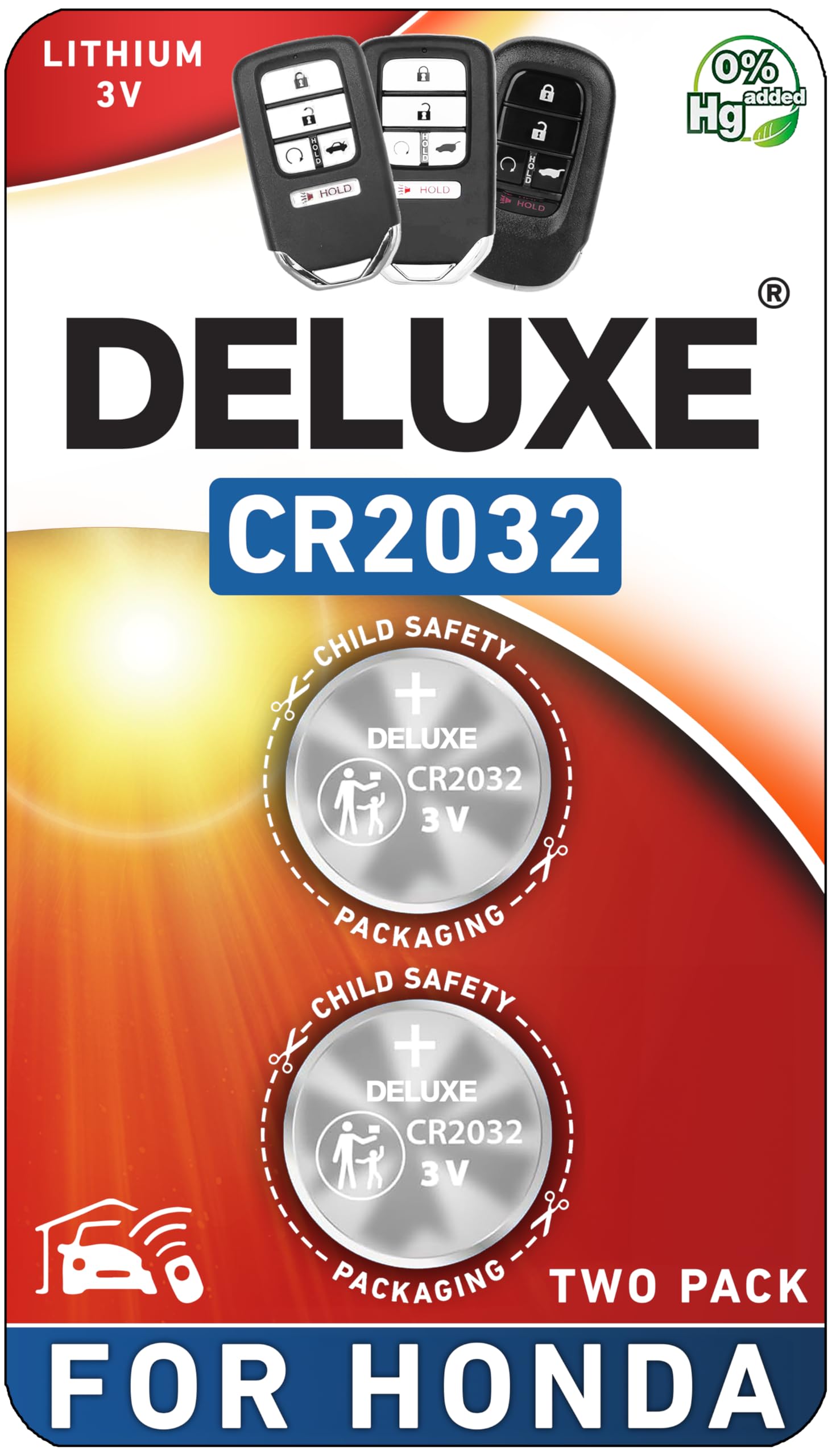 Key Fob Replacement Batteries for Honda (CRV Civic Accord Pilot Odyssey HRV Fit Passport Ridgeline Crosstour Insight Clarity CRZ) Smart Remote (Pack of 2) (Check Fitment Guide)