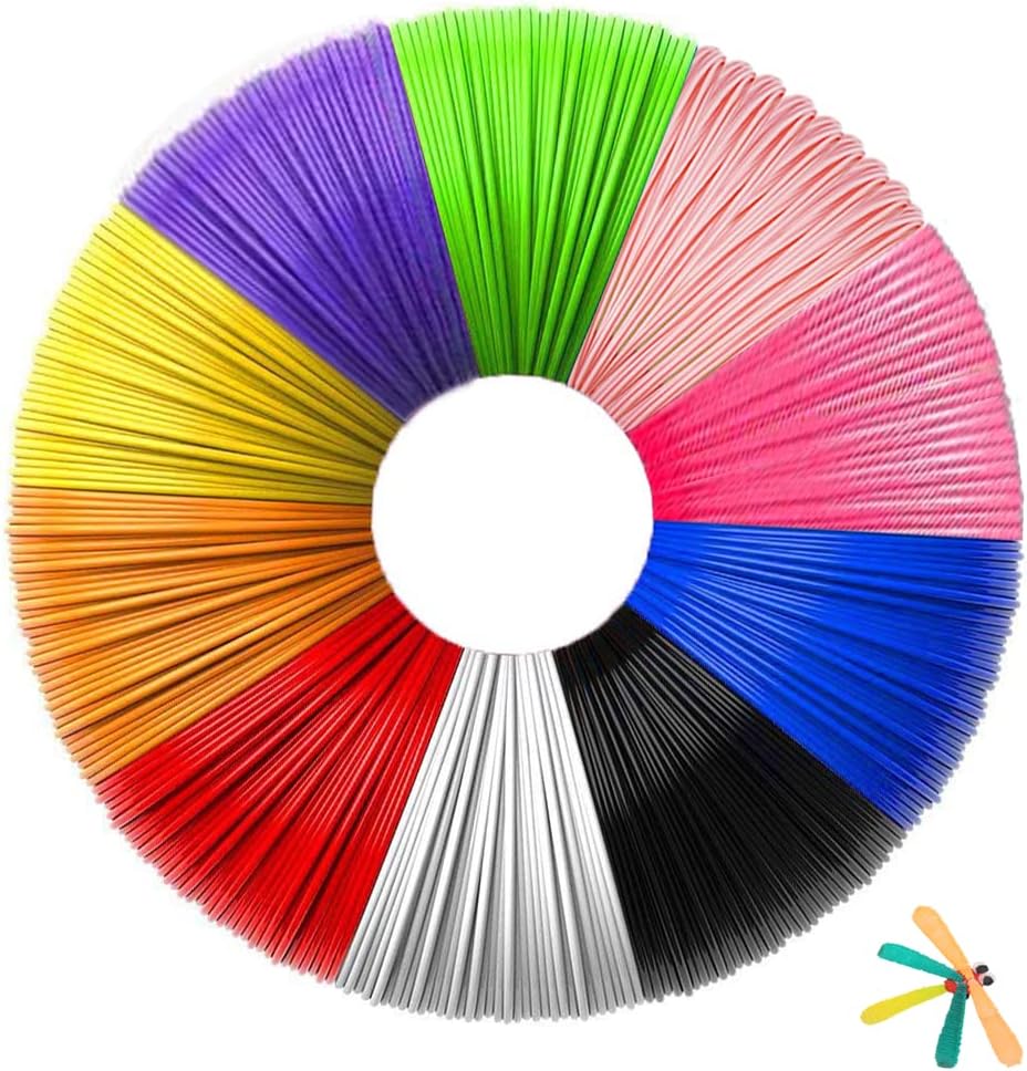 3D Pen Filament Refill PLA 1.75mm, 10 Colors, 16.4 Feet Per Color, Total 164 Feet, 3D Pen Accessories, 3D Art Drawing Pen Filament Compatible with Most 3D Printing Pens