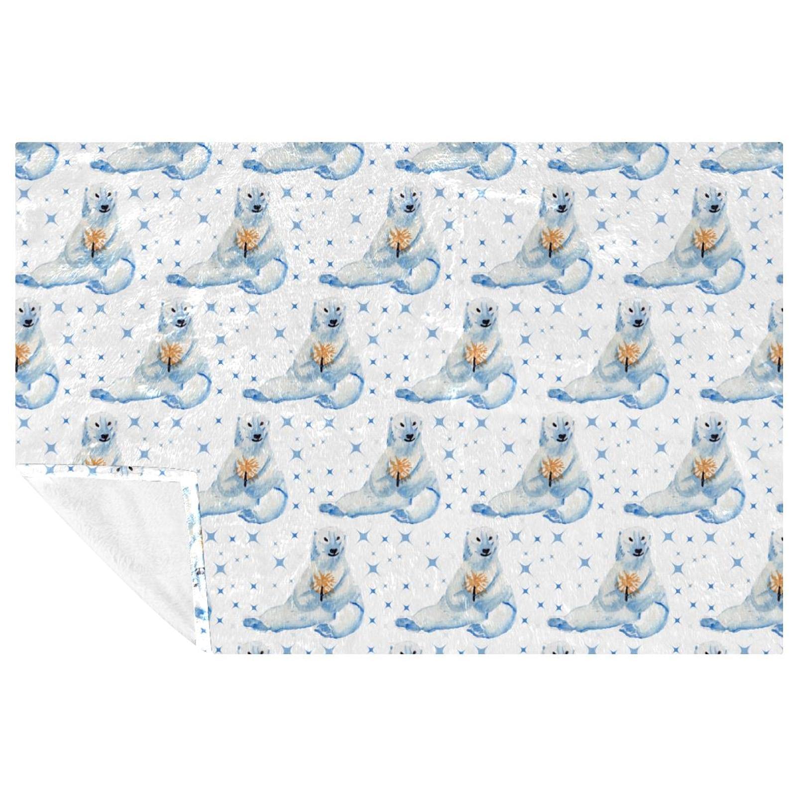 Couverture chaude imprimé ours polaire 150x100 cm haute isolation