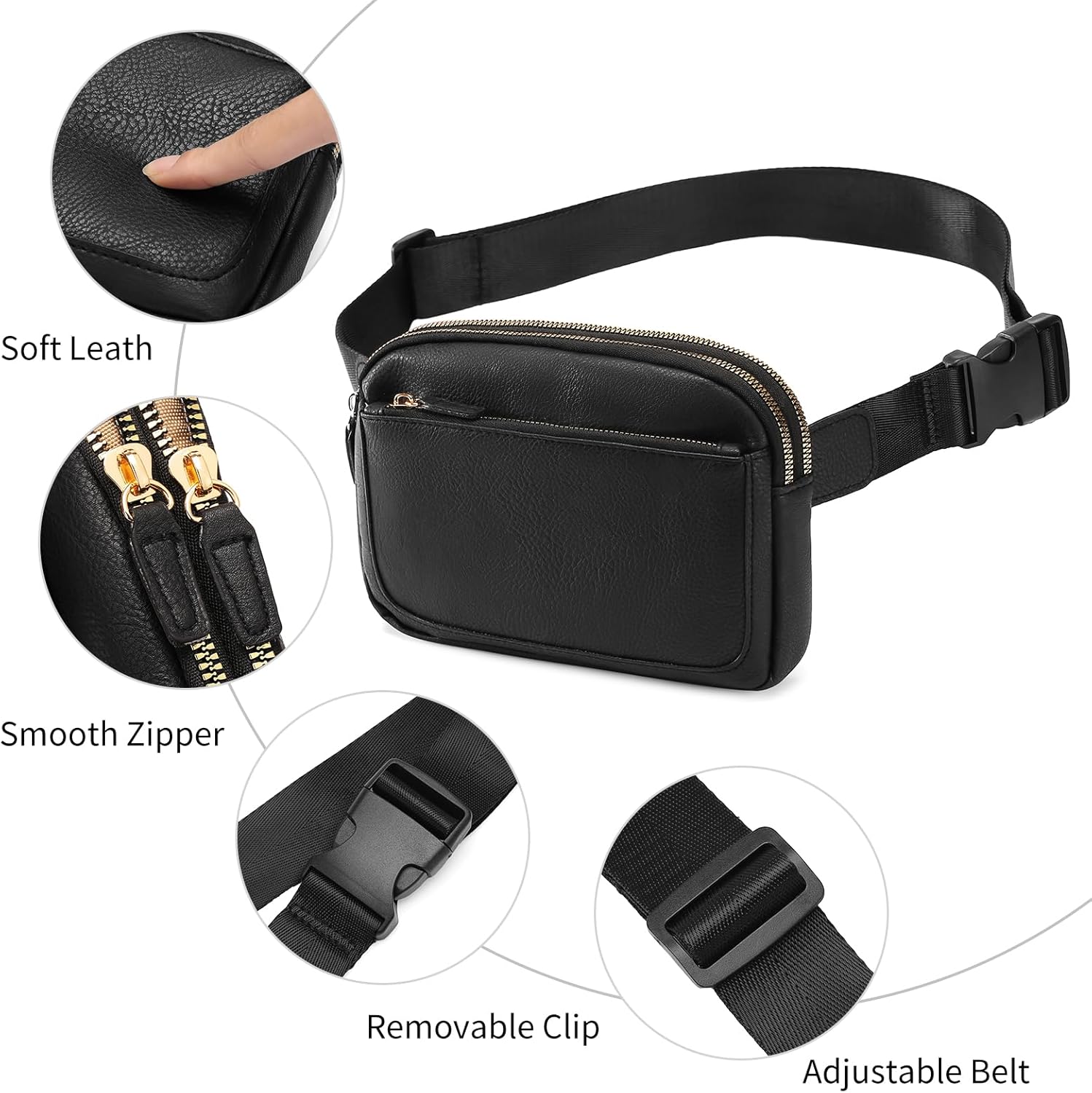 Vegan Leather Belt Bag for Women Fanny Pack Crossbody with Adjustable Strap Fashion Waist Packs by Amxnx… - Image 5