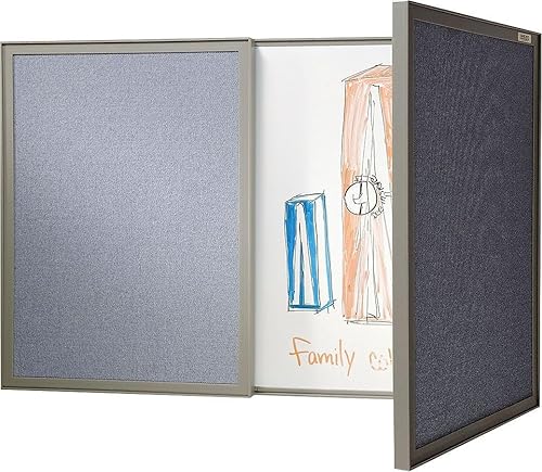 Ghent VisuALL 41302 - Tablón de anuncios de tela gris para PC, con pizarra blanca de acrílico no magnético en el interior (41302)