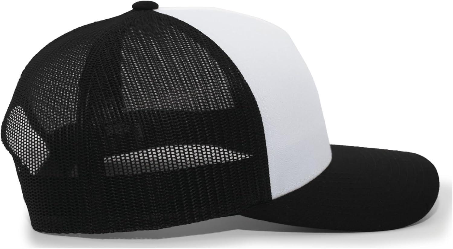 Pacific Headwear 5-Panel Trucker Snapback Cap, White/Black/Black, OS - Image 3
