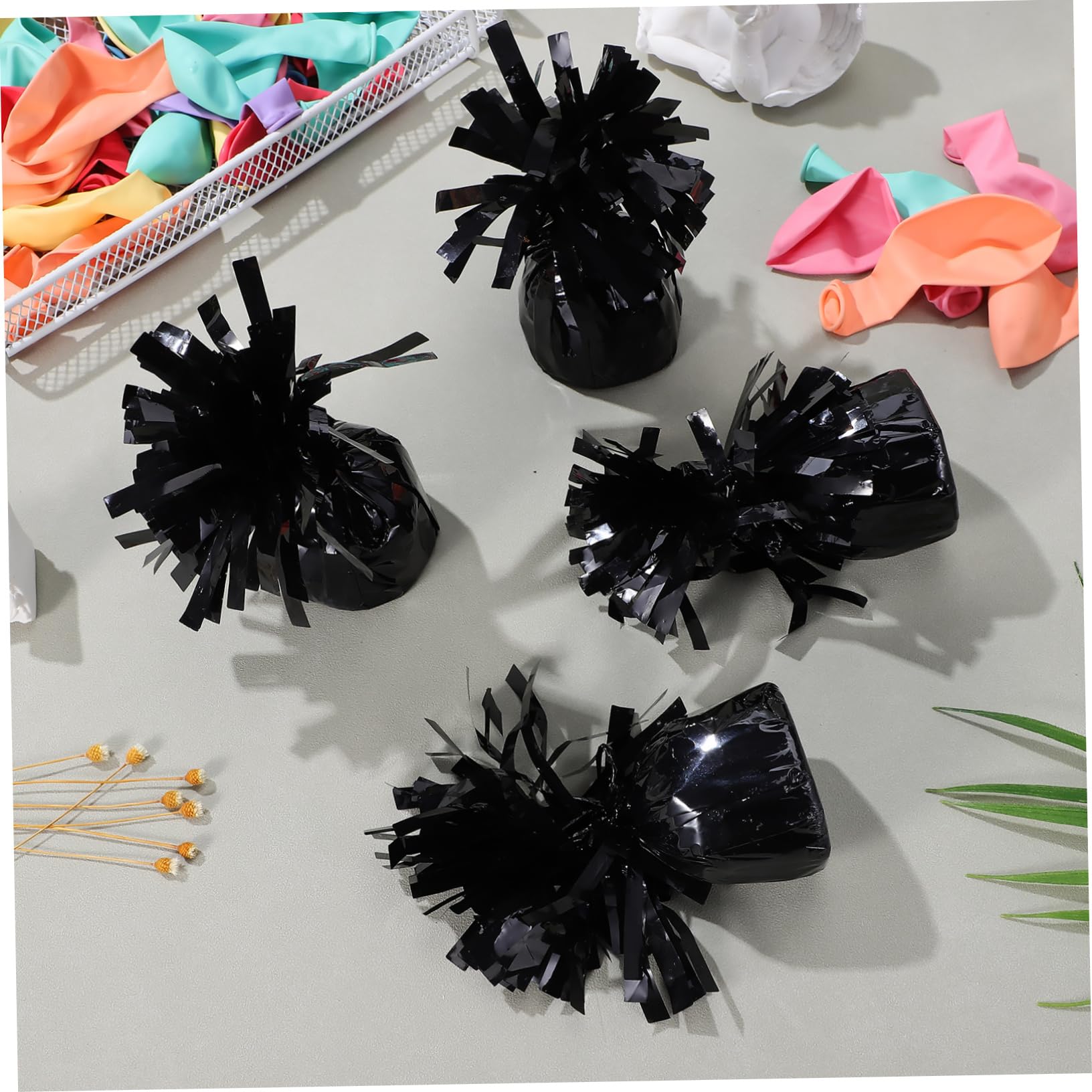 Kit de 8 Poids pour Ballons en Pet Noir Design Unique, Stable et Résistant pour Décoration de Fêtes et Mariages, Accessoires pour Couloirs et Événements