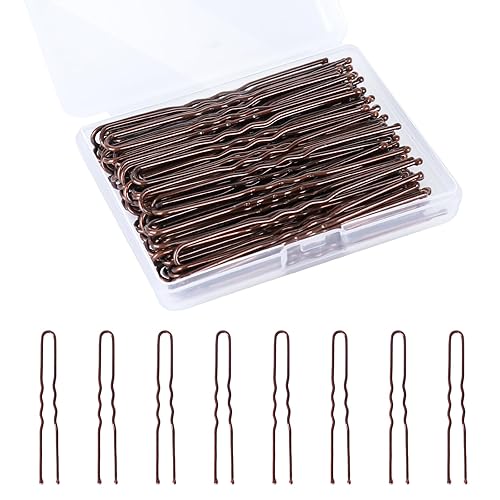 100 horquillas en forma de U, 2.4 pulgadas, para mujeres, niños y niñas, peluquería con caja de almacenamiento, para todo tipo de cabello, color