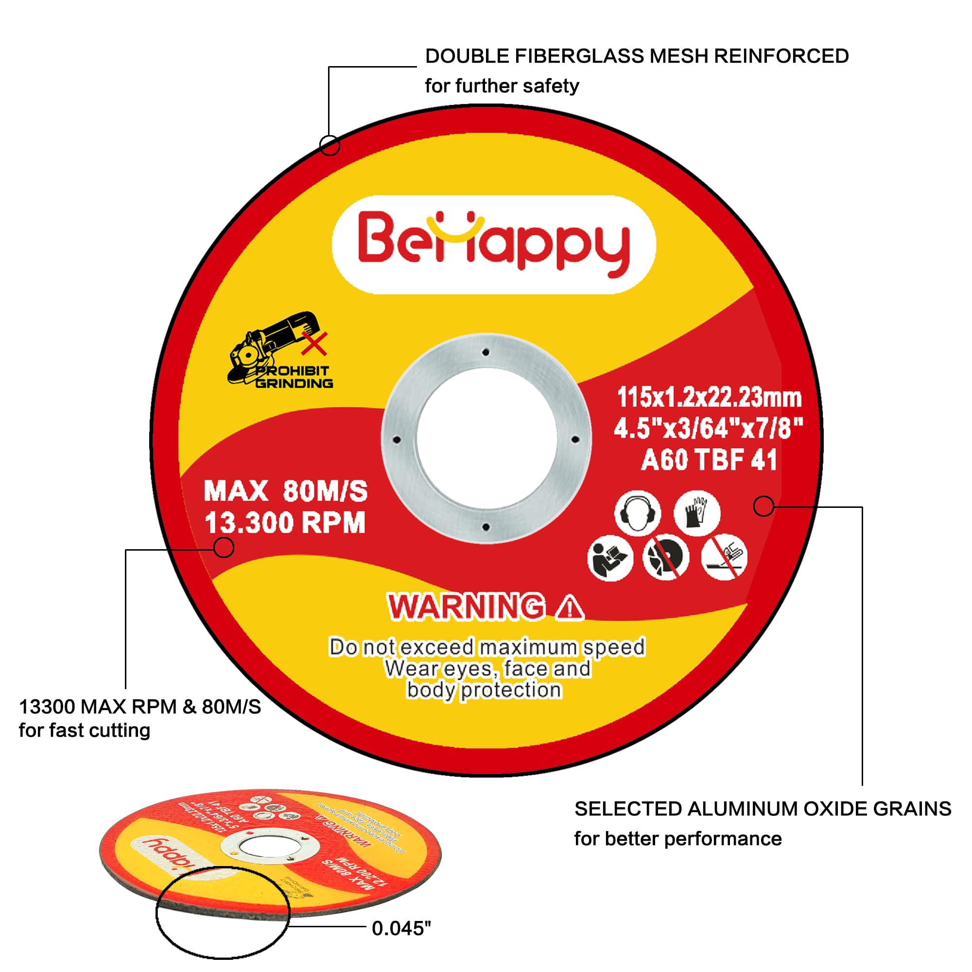 BeHappy Cut Off Wheels 50 Packs, 4-1/2" Cutting Wheels, Cut - View #5