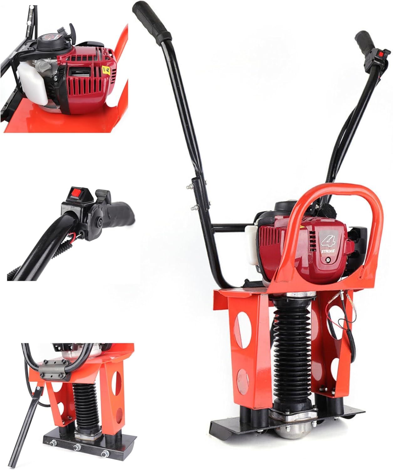 GX35 4 Stroke 37.7CC Gas Concrete Screed Cement Vibrating Power Screed Fits 3-20ft Blade, Gasoline Wet Screed Cement Road Surface Vibrators Screed Leveling Machine
