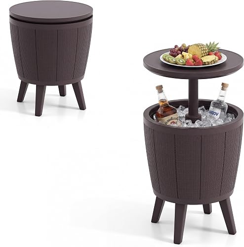 Table Basse à Glacière d'Extérieur avec Trou de Drainage ( GYMAX