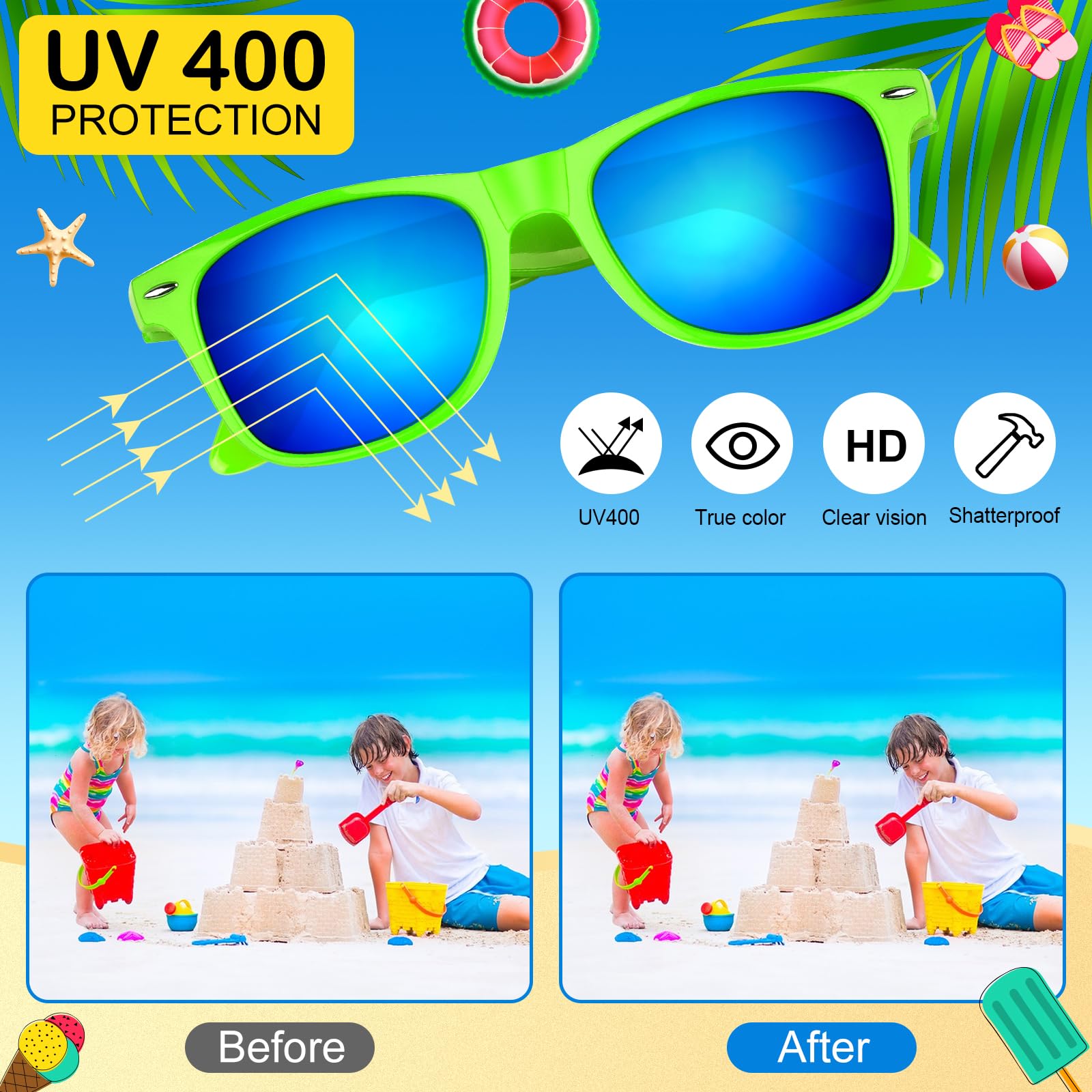 Confezione da 10/20/40 occhiali da sole per bambini Bulk Retro Bomboniere per Matrimonio Spiaggia Estate Piscina Party Forniture Goodie Stuffers