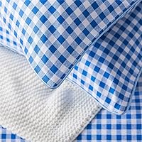 Vista 6 de FADFAY Juego de funda de edredón de cuadrícula azul, tamaño individual, 100% algodón, ultra suave, a cuadros, reversible, con cierre de cremallera