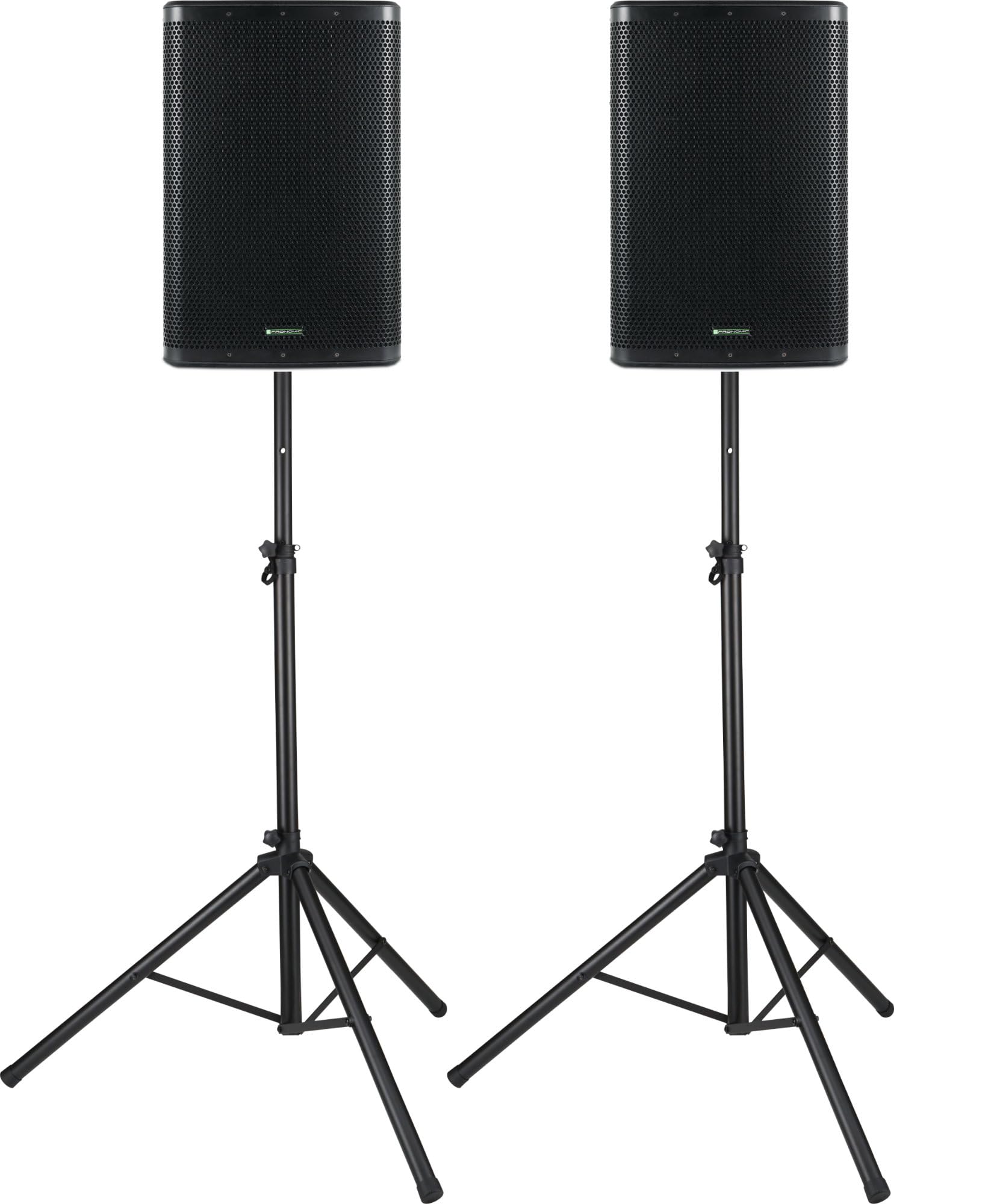 Pronomic C-215 MA - 2x Diffusore attivo a 2 vie con 2 canali incl. treppiedi - Potenza: 1000 watt - Woofer da 15" + tweeter titanio 1,75" - Ricevitore Bluetooth - Alloggiamento pendenza del monitor