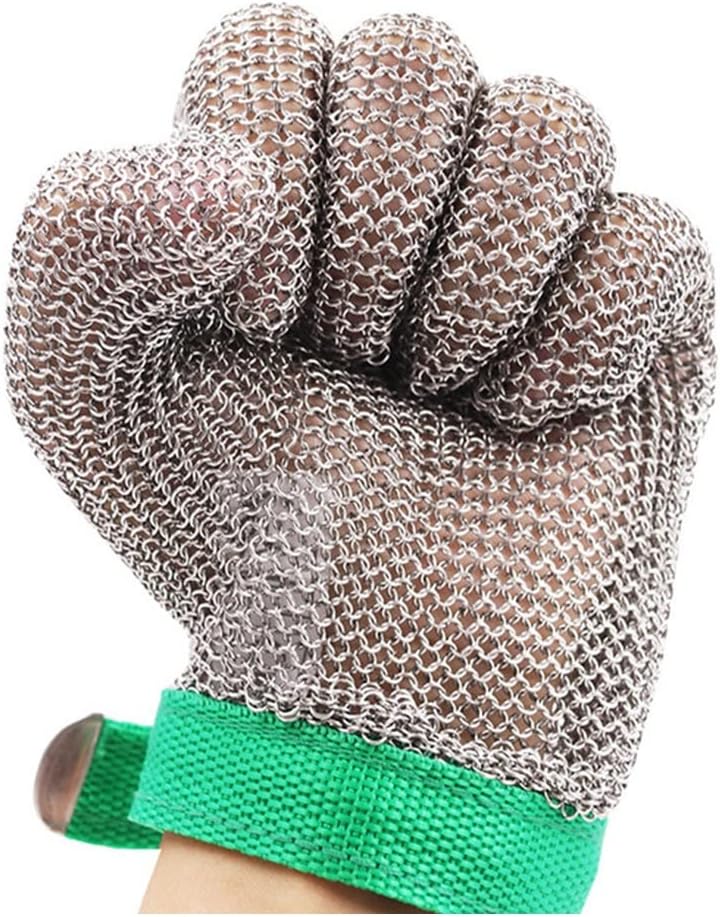 Kitchen Cut-Resistant Gloves, Level 9 Protection, Food-Grade Safety Metal Chain Armor Gloves, 2 PCS (Size : XXL/240mm)