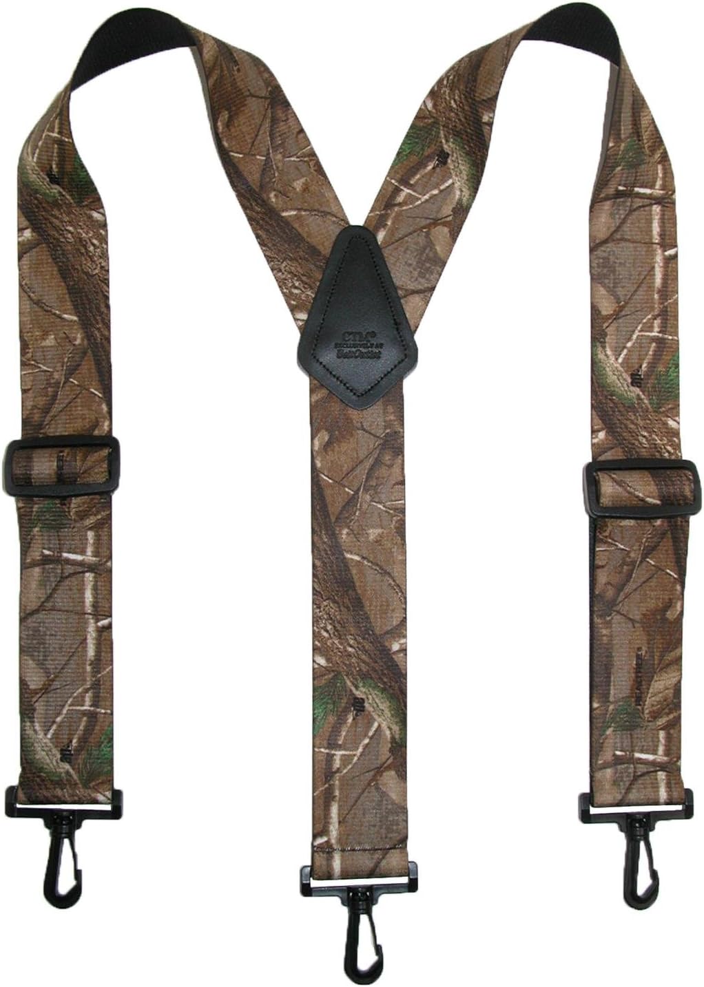 CTM Men's Elastic Camouflage Suspenders with Black Swivel Clips
