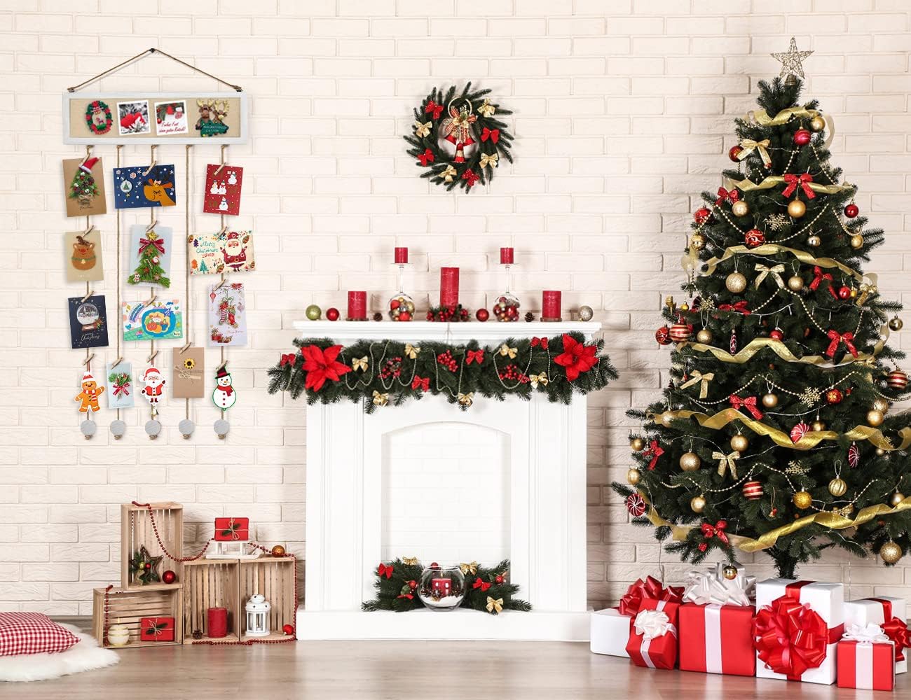 Bikoney Collage Picture Frames Hanging Photo Display Multi Pictures Organizer with Wood Bulletin Board Photo Board 30 Clips and 6 Pushpins for Room Wall Decor (White) - Image 4