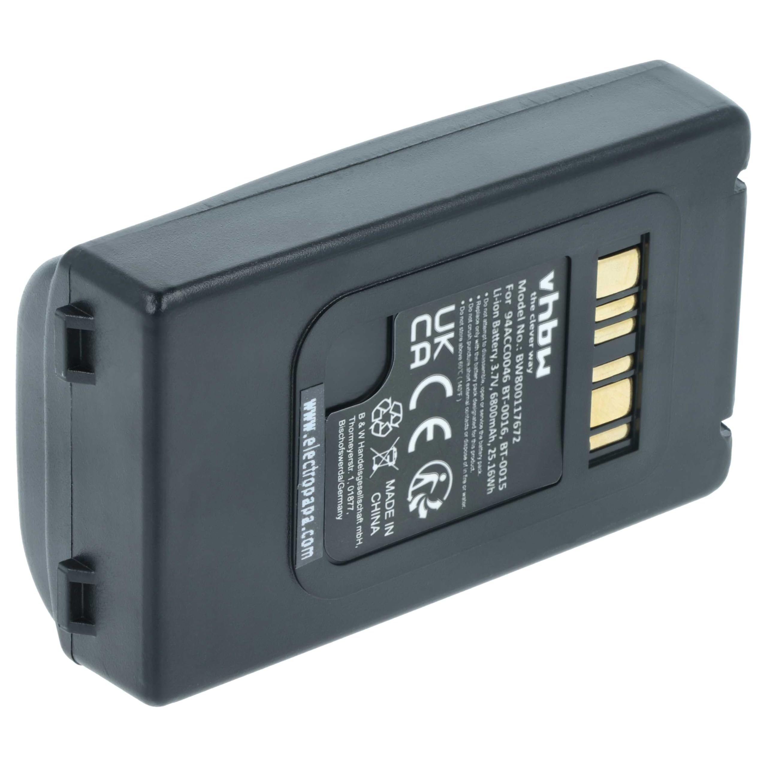 vhbw Akku Ersatz für Datalogic BT-0015 | BT-0016, 94ACC0046, 94ACC0048 für Barcodescanner POS (6800 mAh, 3,7 V, Li-Ion)