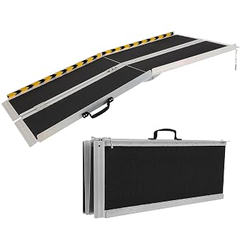 Wheelchair Ramp 6FT, Portable Ramps for Wheelchairs, Aluminum Non-Slip Folding Handicap Ramps for Steps, Outdoor Threshold Wheel Chair Ramps for Doorways, Porch, Cart, Stairs, Curbs