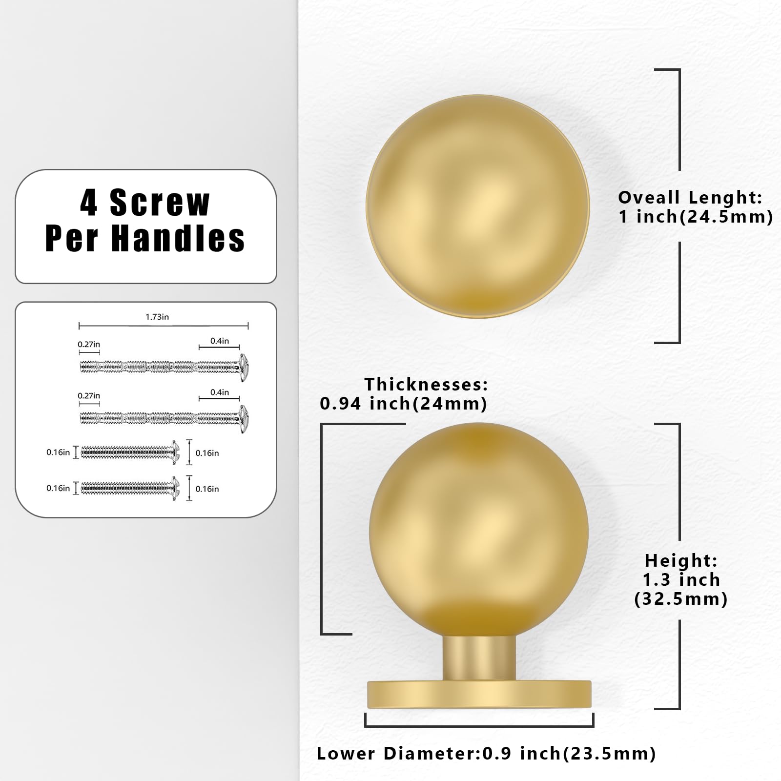 Amerdeco Lot De 10 Boutons D'armoire De Cuisine En Laiton Brossé à Trou Unique Pour Armoires De Salle De Bain