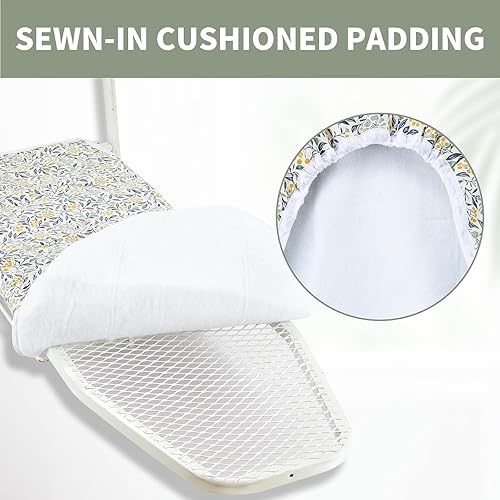 Miniatura 7 de Seiritex Funda para tabla de planchar sobre la puerta, 14 x 42 pulgadas, acolchado grueso y reflectante del calor con cierres de gancho y bucle,