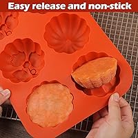 Vista 4 de Kamehame Molde para pastel de calabaza, 2 piezas de molde de calabaza rompible para chocolate, molde de silicona 3D para pastel de calabaza, moldes