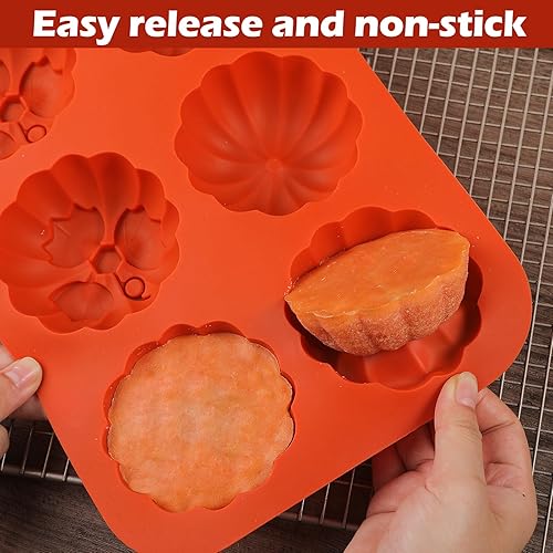 Miniatura 4 de Kamehame Molde para pastel de calabaza, 2 piezas de molde de calabaza rompible para chocolate, molde de silicona 3D para pastel de calabaza, moldes
