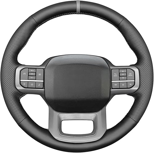 Miniatura 41 de MEWANT Hand Stitched Car Steering Wheel Wrap Cover for Ford F-150 2021-2023 / F-150 Lightning 2022-2023 Steering Wheel Accessories