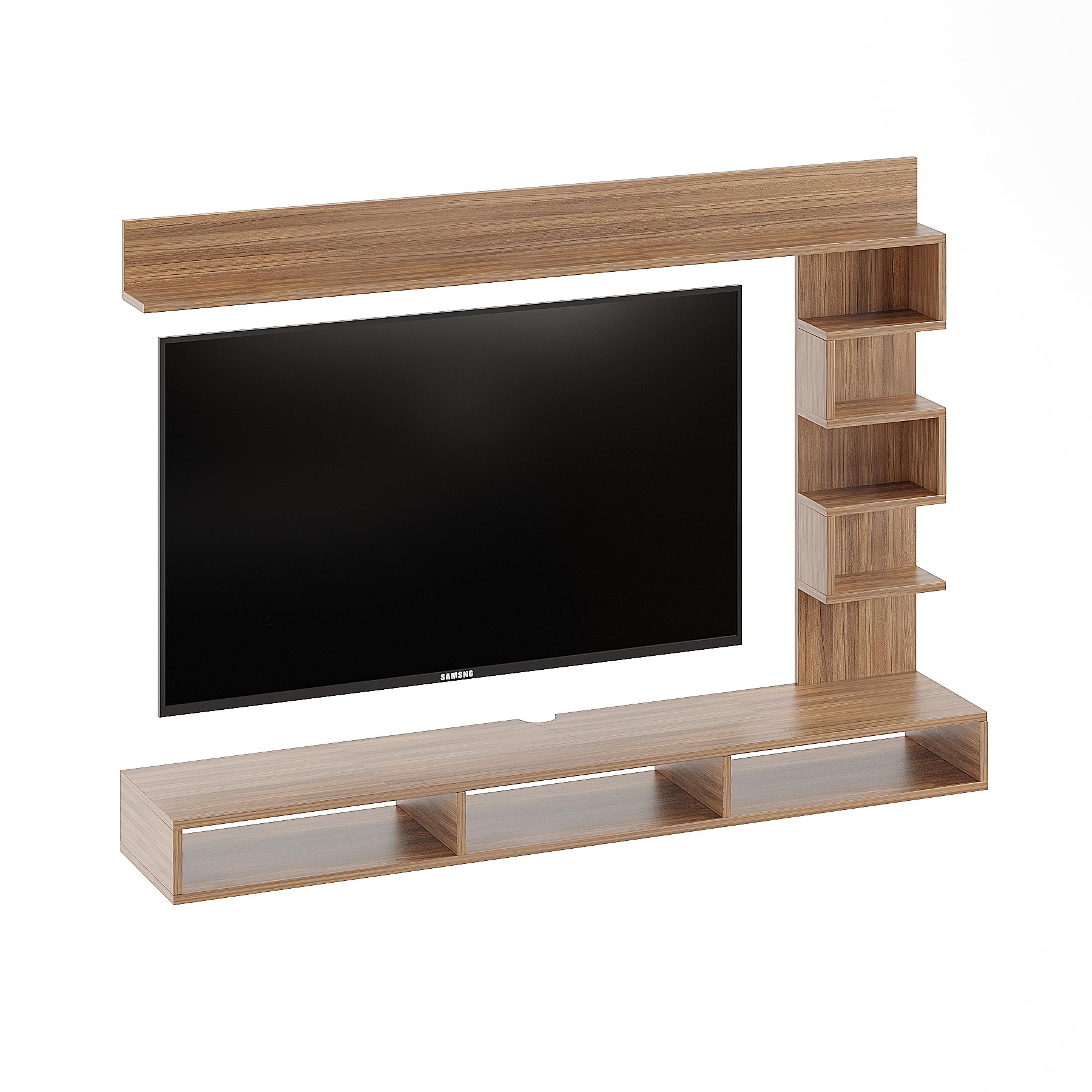 Burlyworth DT Wall Mount TV Unit Entertainment Center Wooden