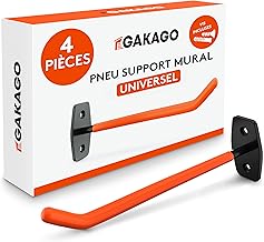 Gakago Support mural pour pneus - Jeu de 4 supports pour jantes avec vis et chevilles et instructions de montage - Support mural pour pneus extra longs