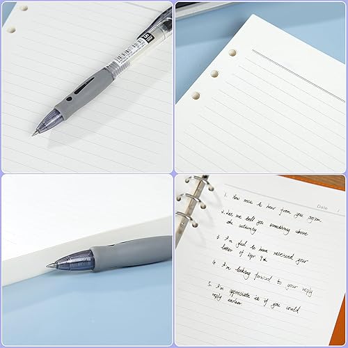 Miniatura 7 de Papel de relleno A5, carpeta rellenable, para 6 anillas, hojas sueltas, blanco lechoso, 8.3 x 5.5 pulgadas, 100 hojas200 páginas, paquete de 2