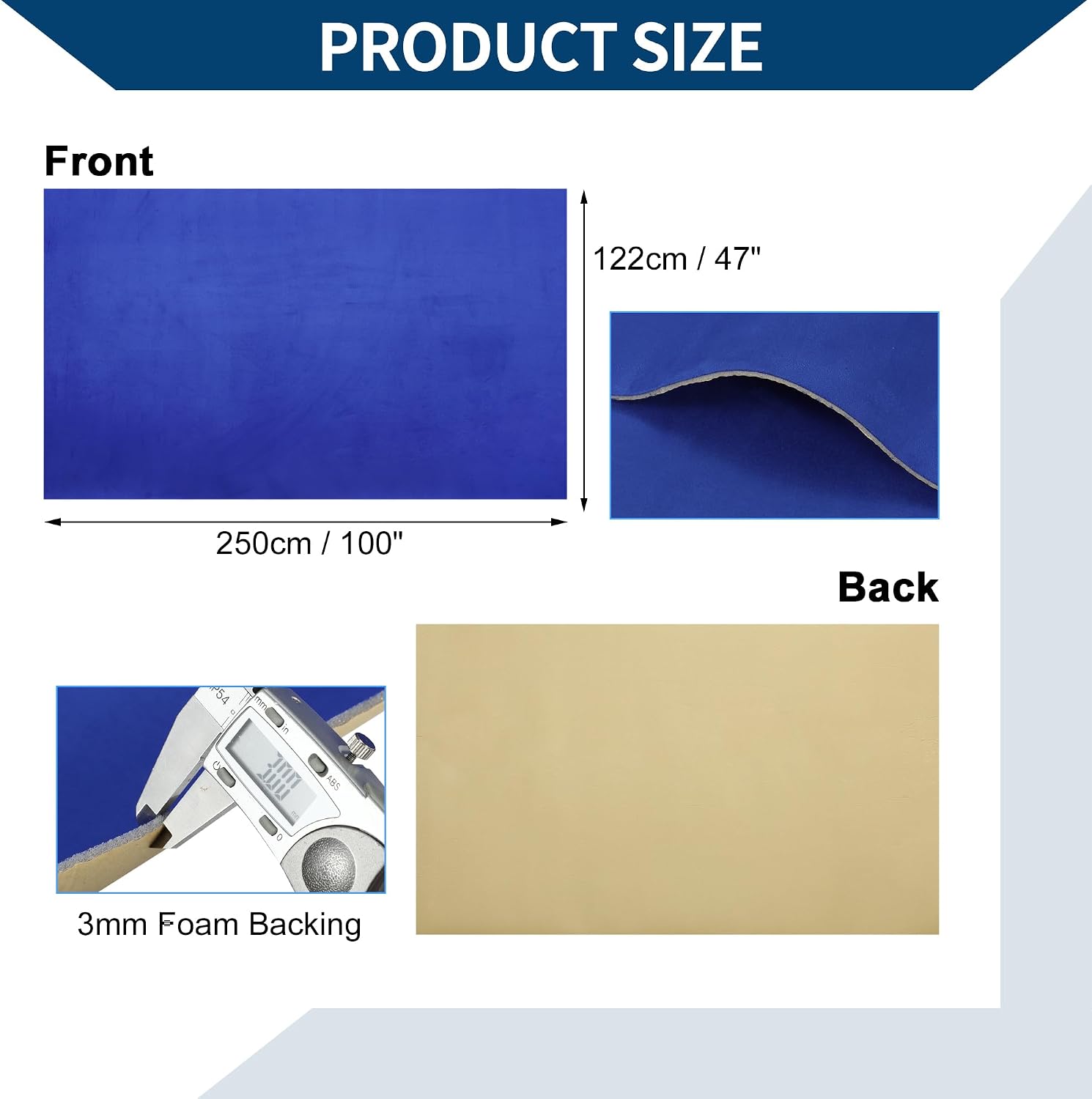 Self Adhesive Headliner Fabric W/Foam Backing Interior Trim DIY Roof Repair Replace for Car RV SUV Automotive Suede Fabric 100"Lx47"W 1 Pcs Blue