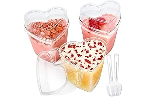 100-Count of 5oz Heart-Shaped Appetizer Parfait Cups with Clear Lids and Spoons for Mother's Day