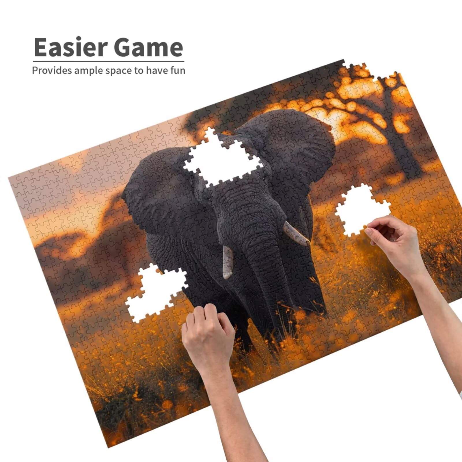 Puzzle Elefant Puzzle 3000 Teile Wiese Puzzles Erwachsene mit Geschenkbox, DIY Groß Holzpuzzle für Erwachsene, Geschicklichkeitsspiel für Die Ganze Familie Geschenke für Frauen 81 x 122 cm -1230y