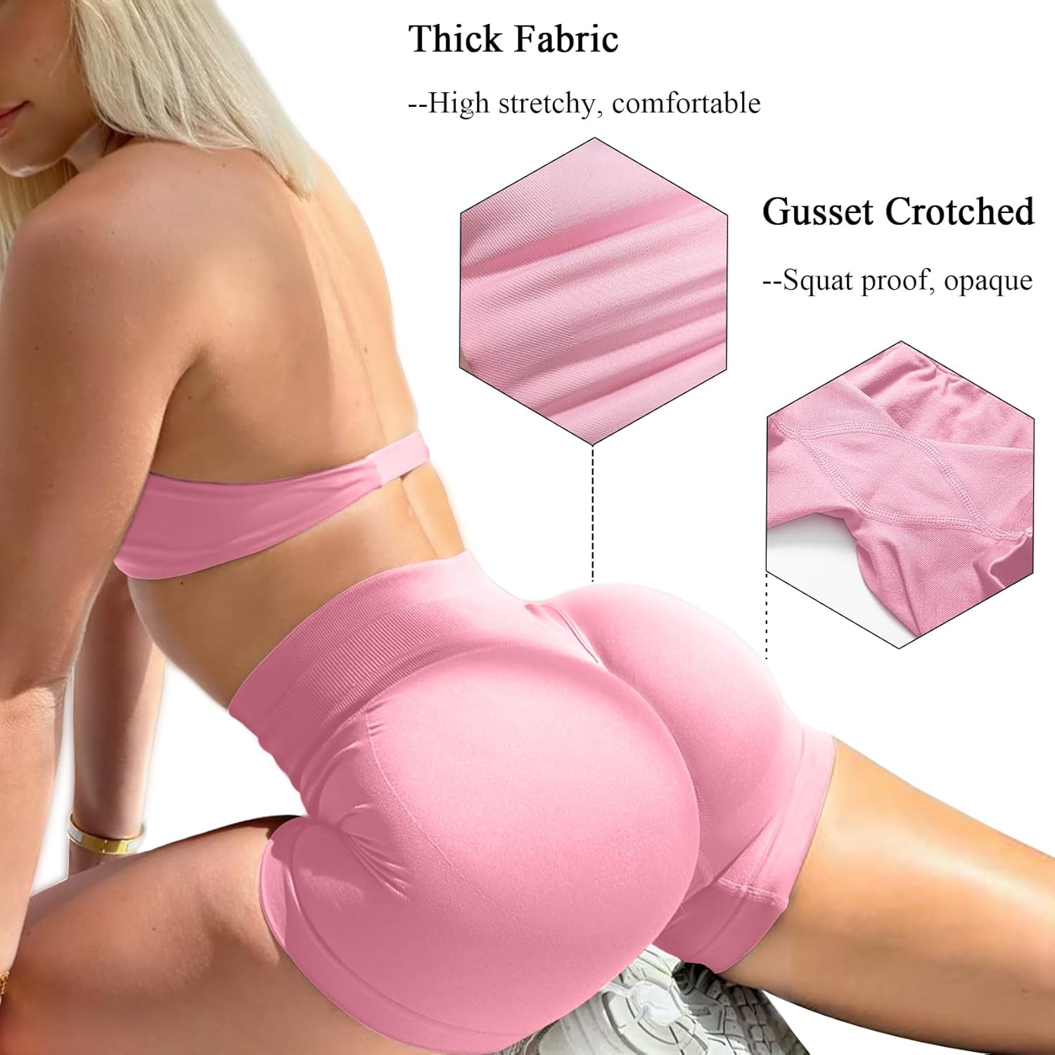 3 Piece Workout Shorts Womens Scrunch Butt Lifting Impact Shorts Seamless Yoga Gym Boom Booty Short Running Pants - Image 4