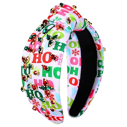 Vista 119 de Diadema de Navidad para mujer, accesorios de Navidad con cuentas, arco de Navidad, copo de nieve, diadema anudada HOHOHO, rojo y verde, perla