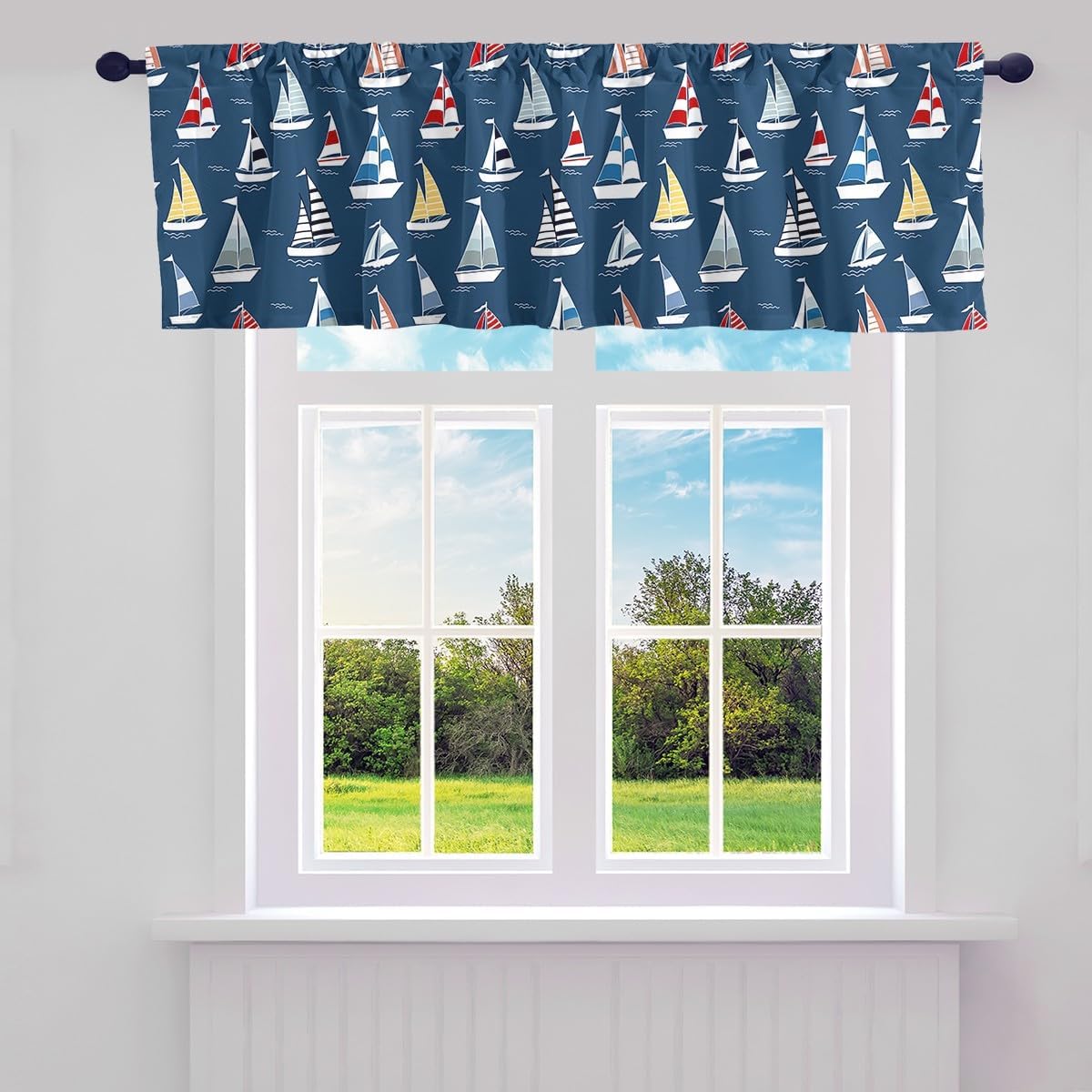 Sailboat Valance Curtains for Living Room Bedroom, Nautical