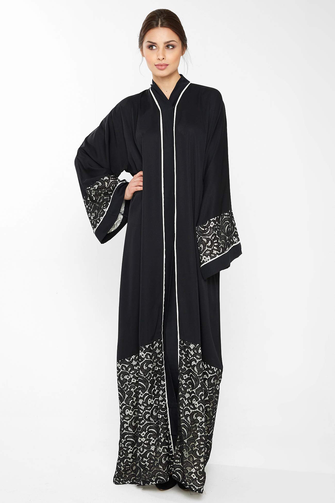 NukhbaaWomens Abaya Made With Fine Fabric, Comes With Matching Hijab AJ398A