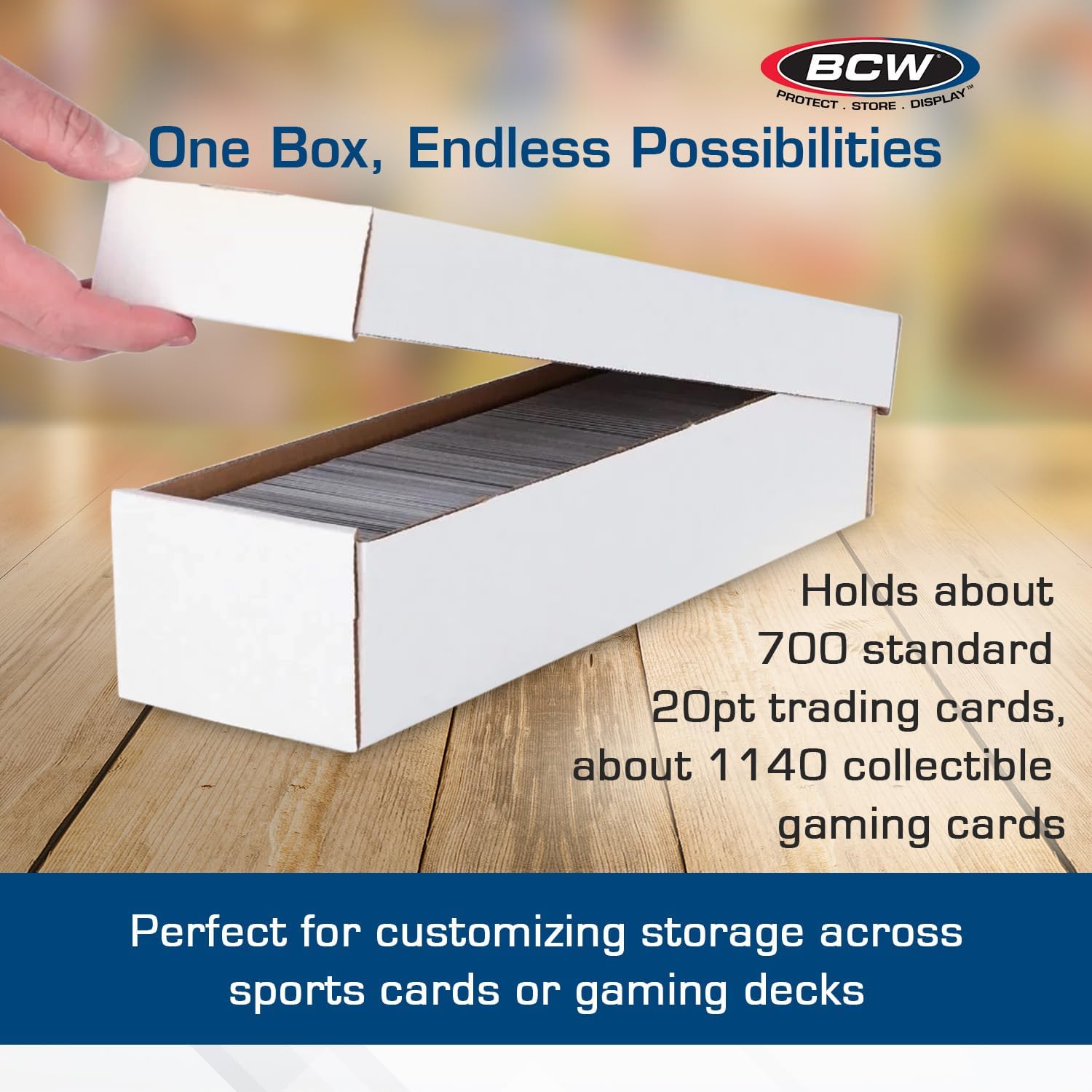BCW 800 Count Trading Card Storage Box with Removable Lid | Durable 2-Piece Cardboard Card Organizer for Sports, MTG & Pokémon | Holds 700–1,140 Cards | 10 Pack