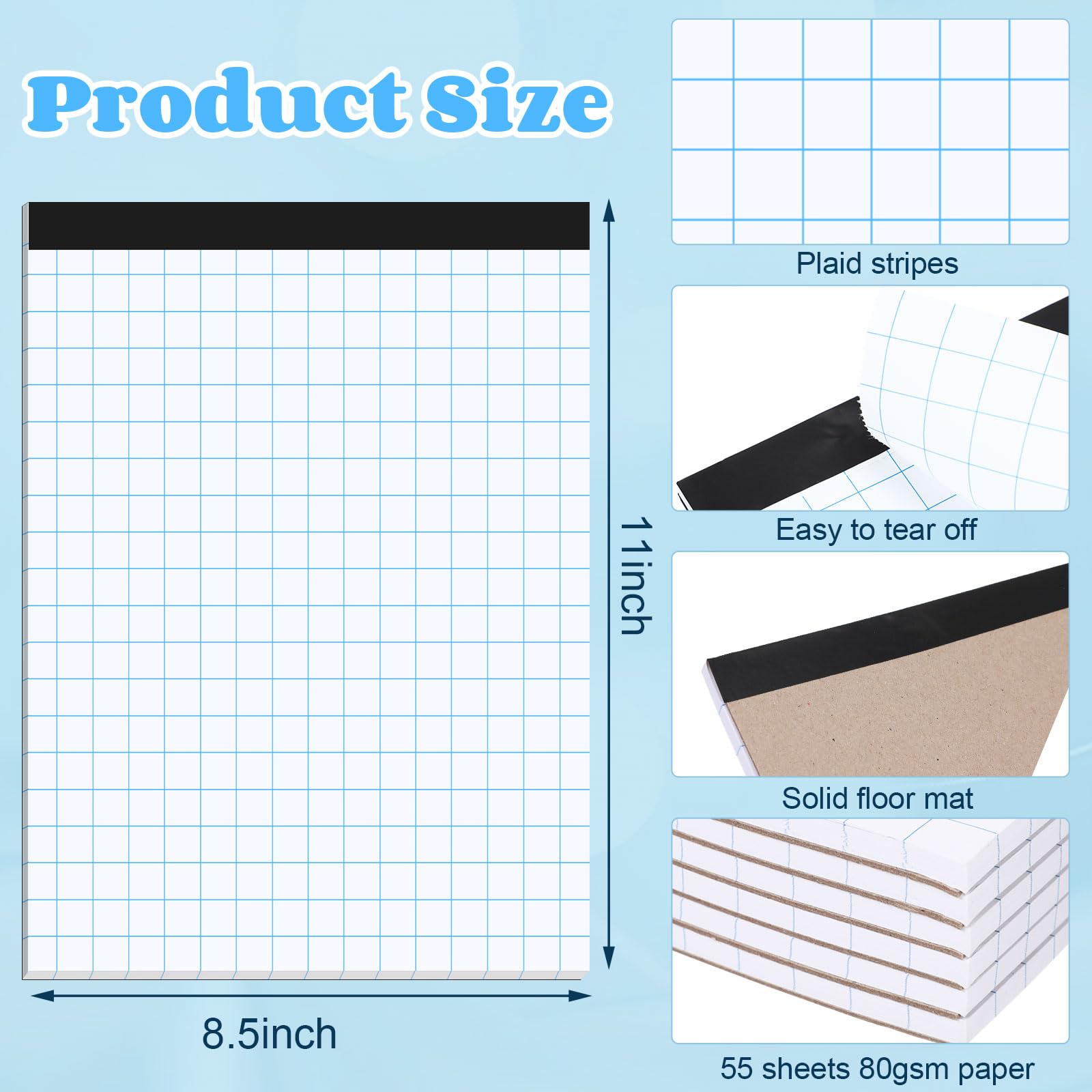 Honoson Confezione da 6 blocchi di carta grafica, 21 x 28 cm, 2 x 2 (2 quadrati per pollice), 55 fogli/confezione, blocco di carta per matematica, grafico, bianco, 80 g/m², per progetti di ingegneria