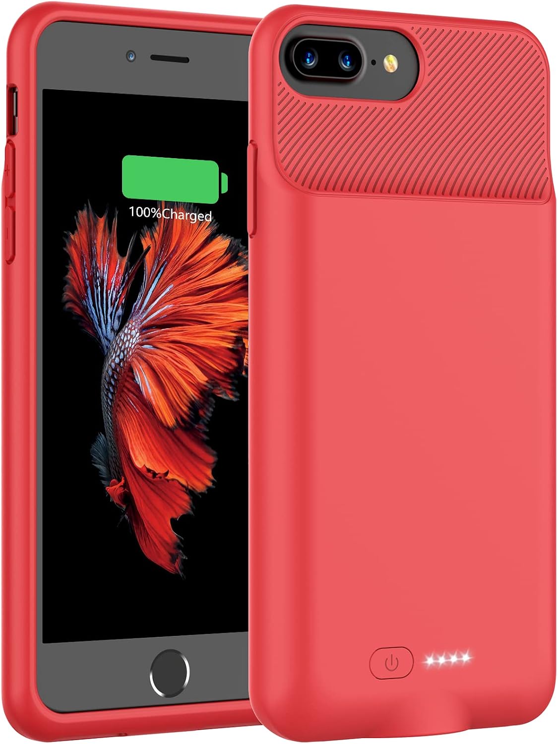 ATGIH Battery Case for iPhone 8 Plus/7 Plus/6s Plus/6 Plus, 7000mAh Portable Charging Case Rechargeable Extended Charger Case Compatible with iPhone 8 Plus/7 Plus/6s Plus/6 Plus (5.5 inch) Red